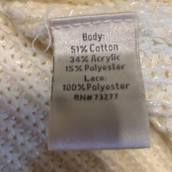 Lauren Conrad Size Medium dressy ivory snap front closure with lace sleeves - Picture 7 of 9